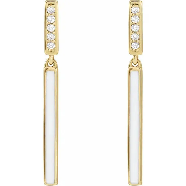Sleek Bar Enameled Earrings