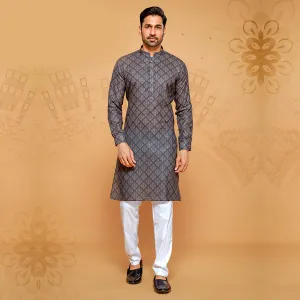 Sleek Cut Diagnol Printed Kurta