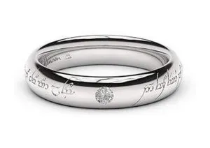Sleek Elvish Engagement Ring, ~.10ct 18ct White Gold