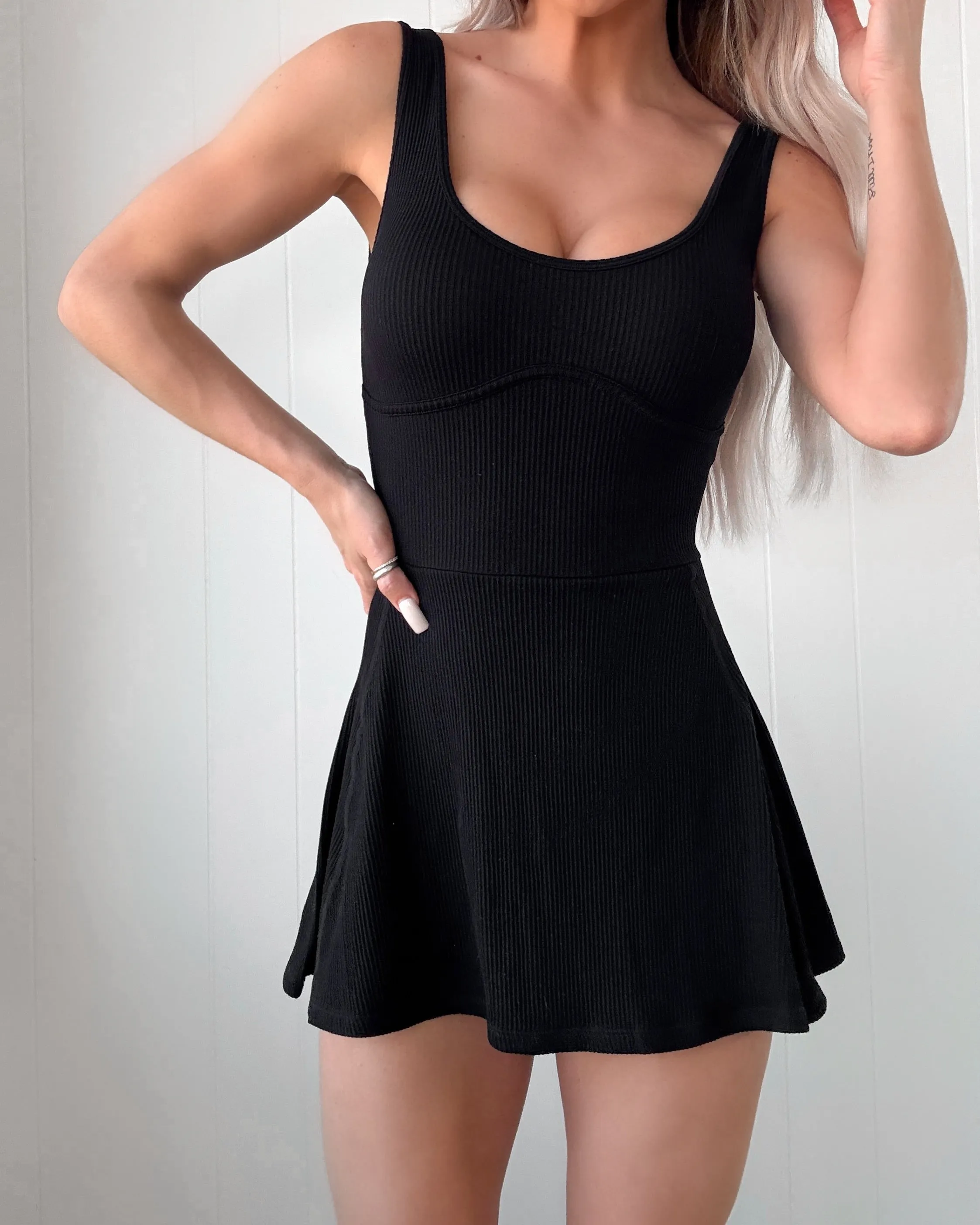 Sleek Essence Seamless Tank Dress - Black