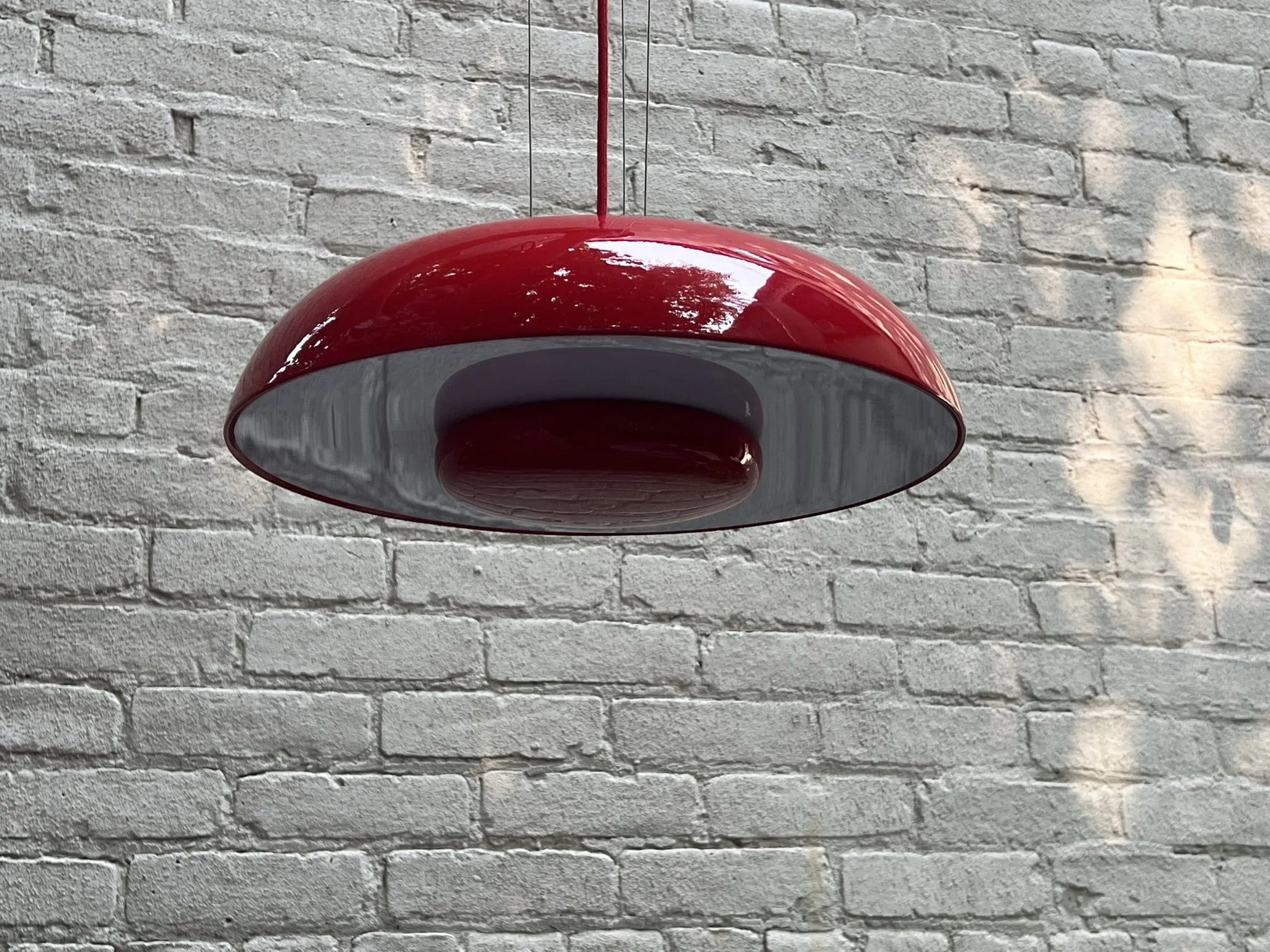 Sleek Red UFO Flying Saucer Metal Pendant Lamp