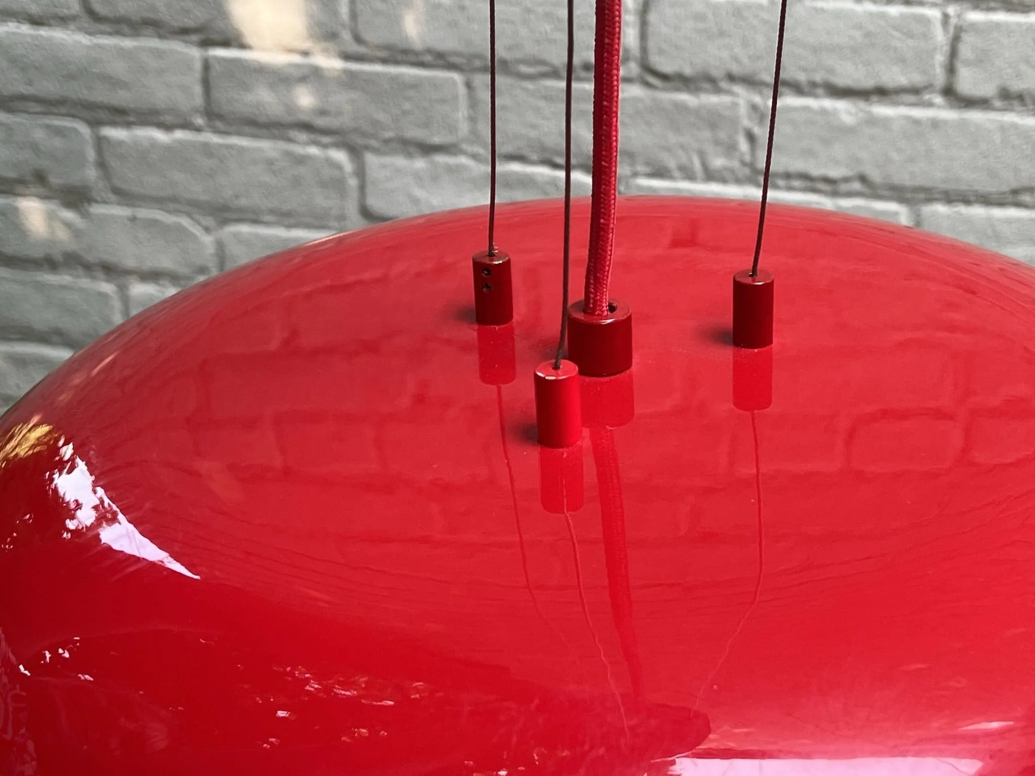 Sleek Red UFO Flying Saucer Metal Pendant Lamp