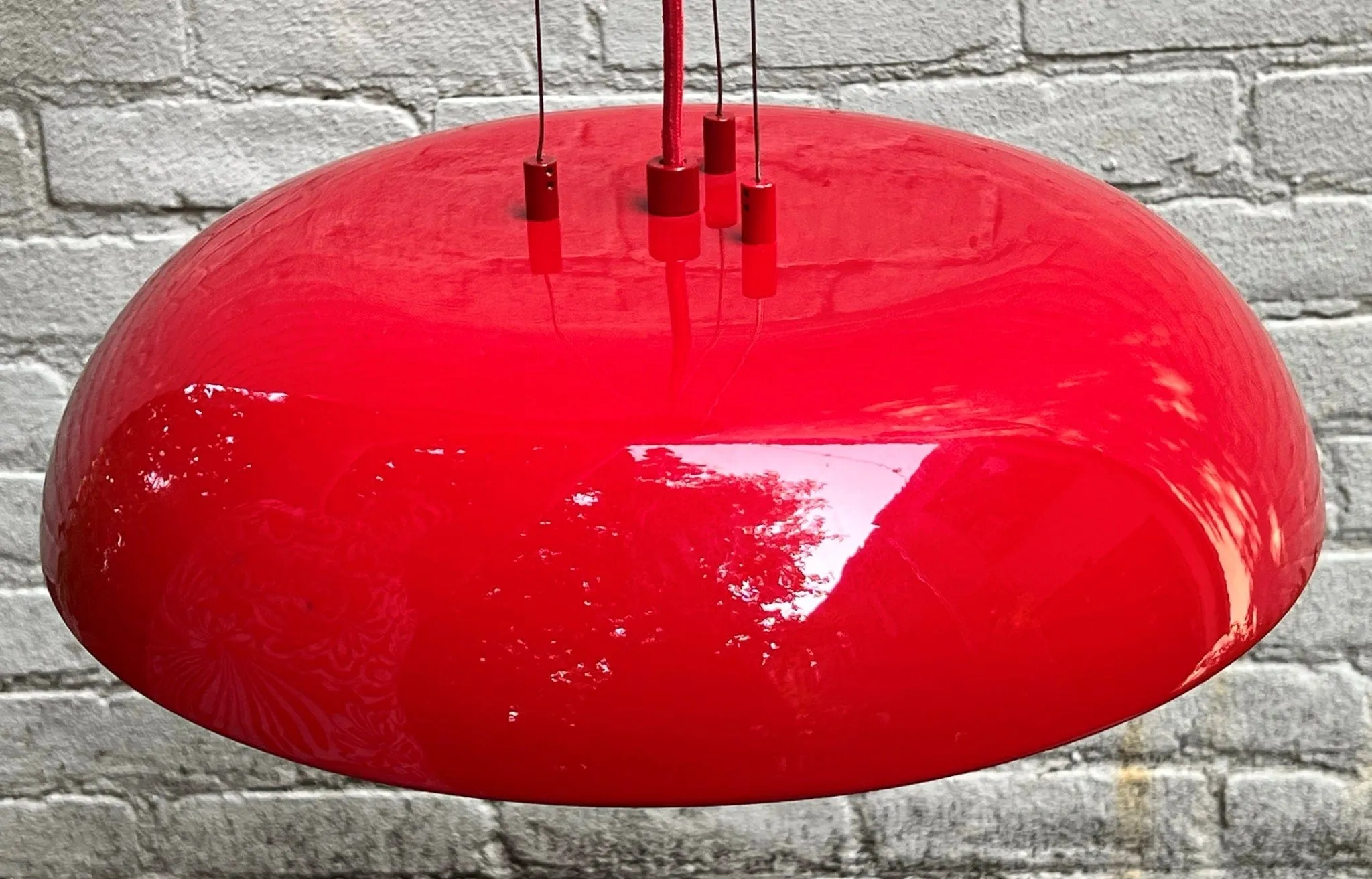 Sleek Red UFO Flying Saucer Metal Pendant Lamp