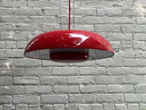 Sleek Red UFO Flying Saucer Metal Pendant Lamp