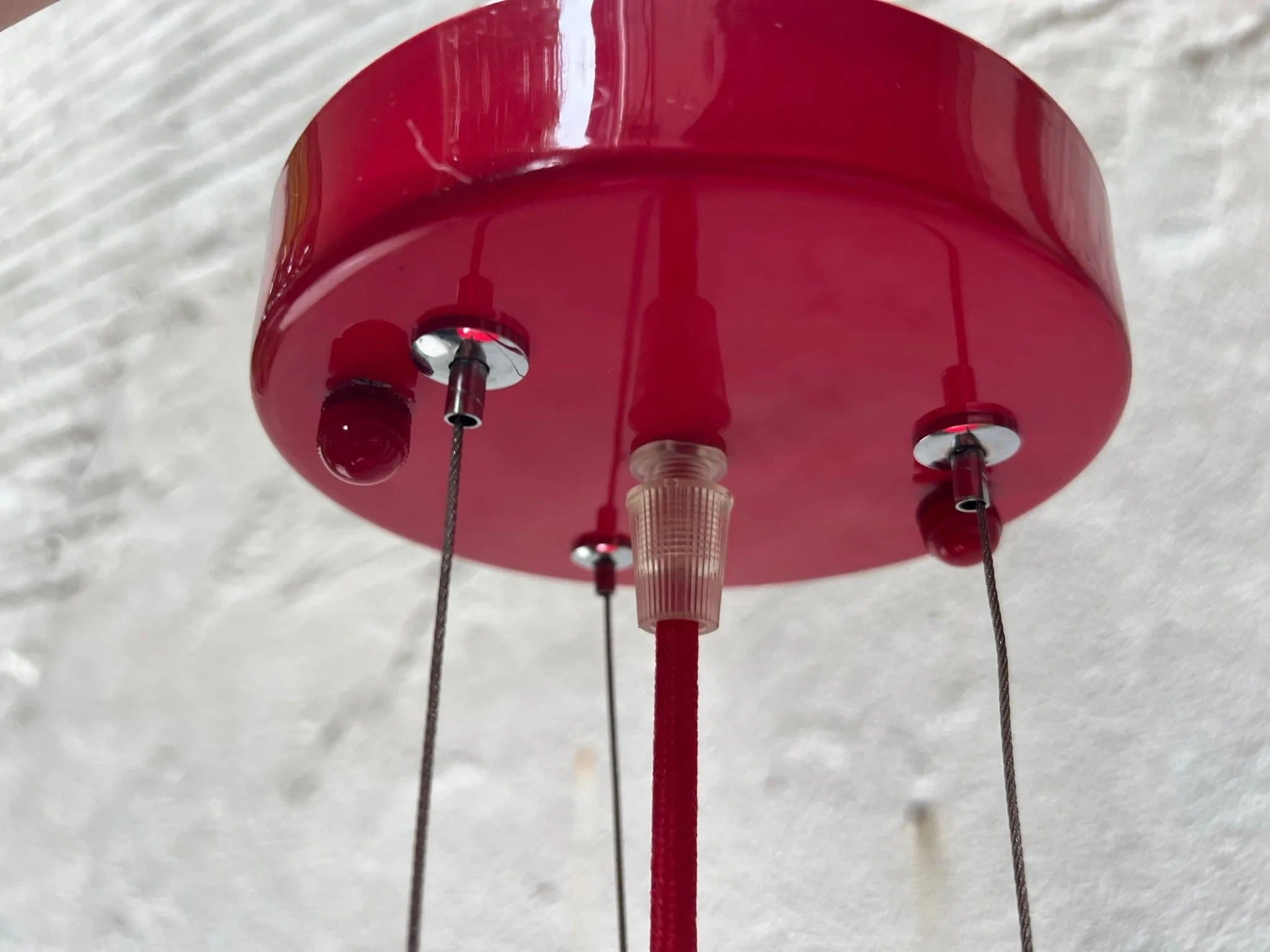 Sleek Red UFO Flying Saucer Metal Pendant Lamp
