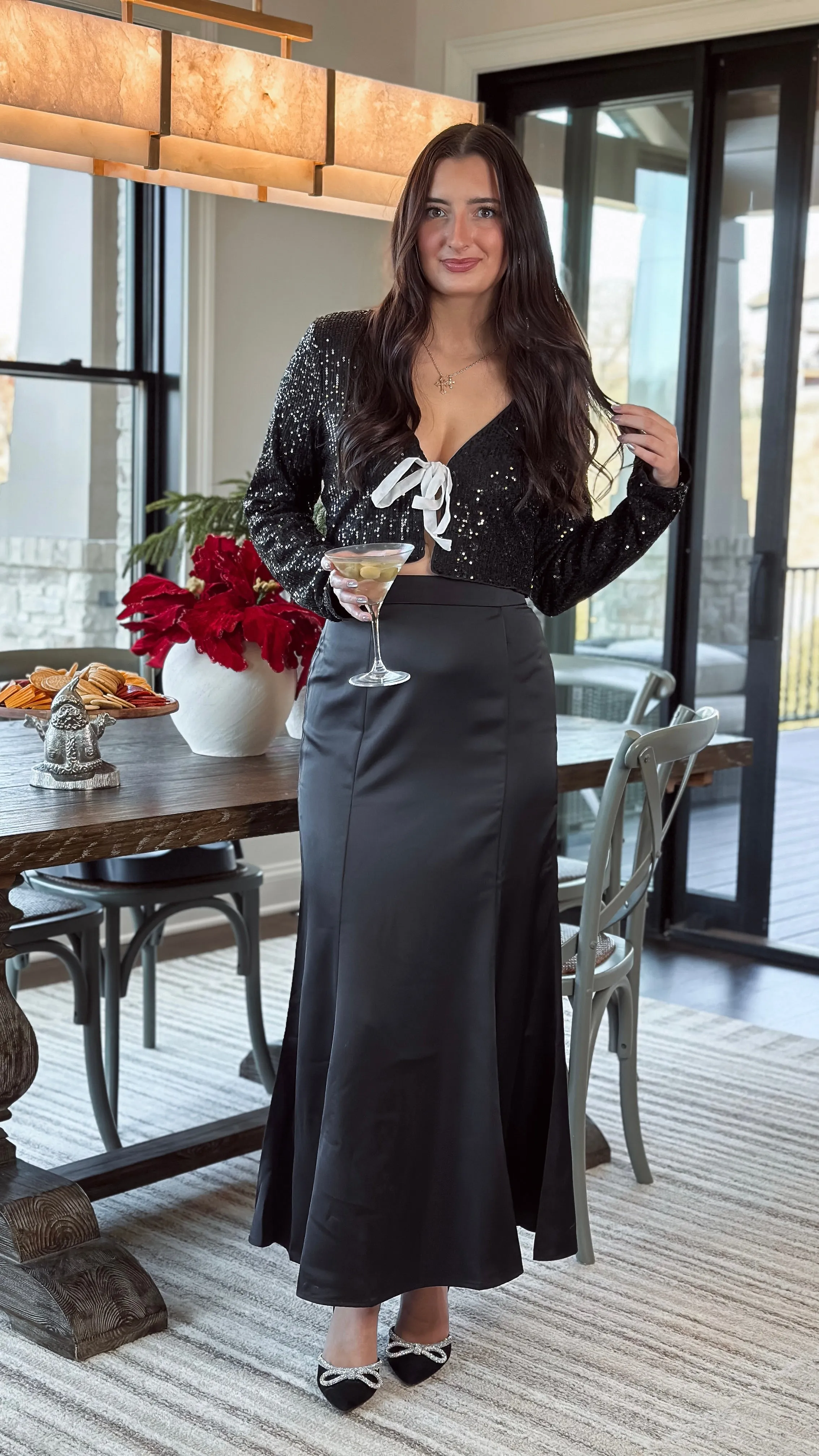 Sleek Satin Midi Skirt
