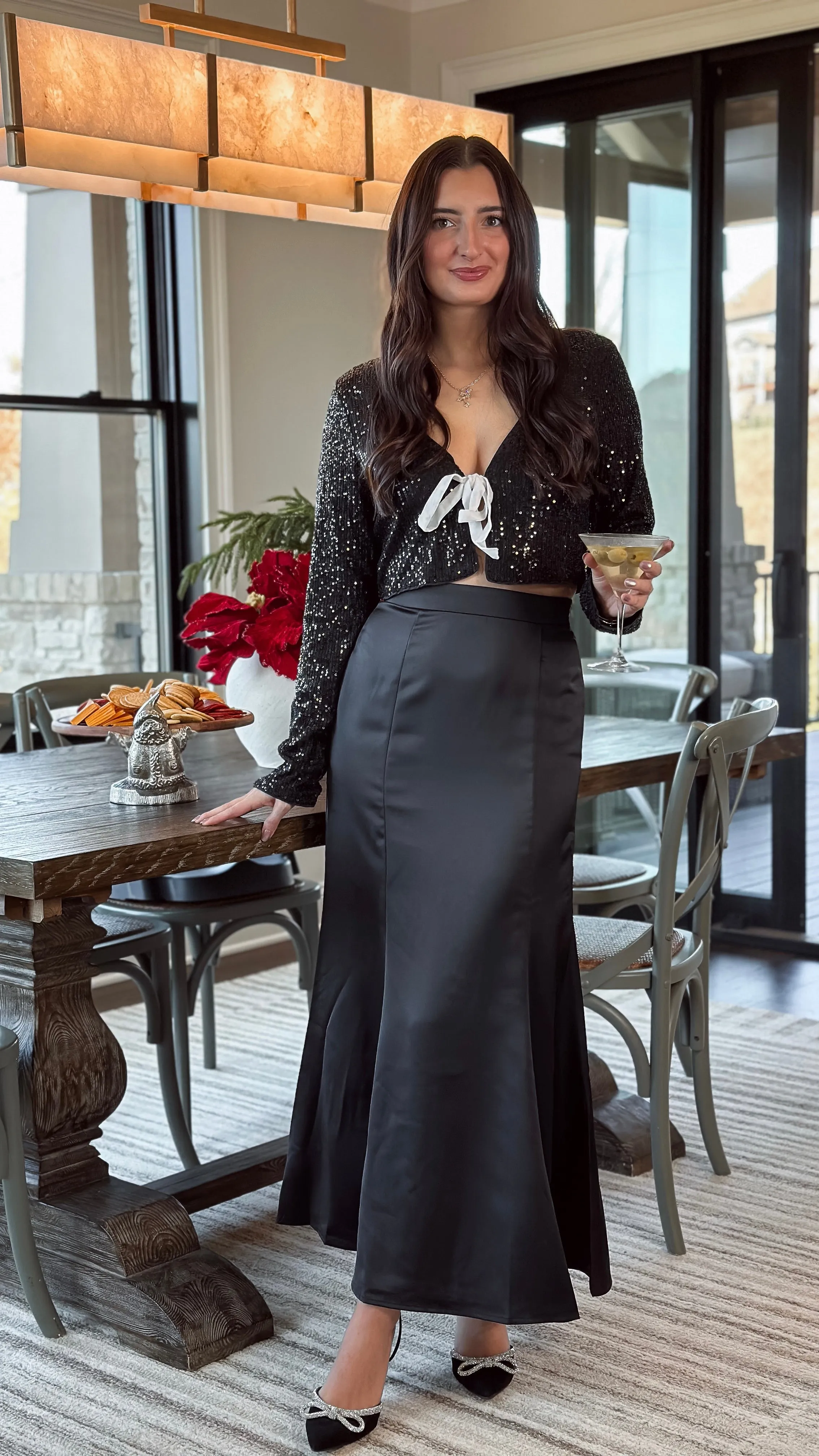 Sleek Satin Midi Skirt