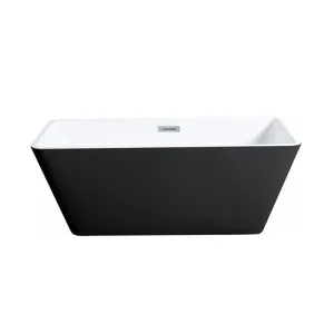 Sleek Square Bathtub - Free Standing - 59" Acrylic/Black And White