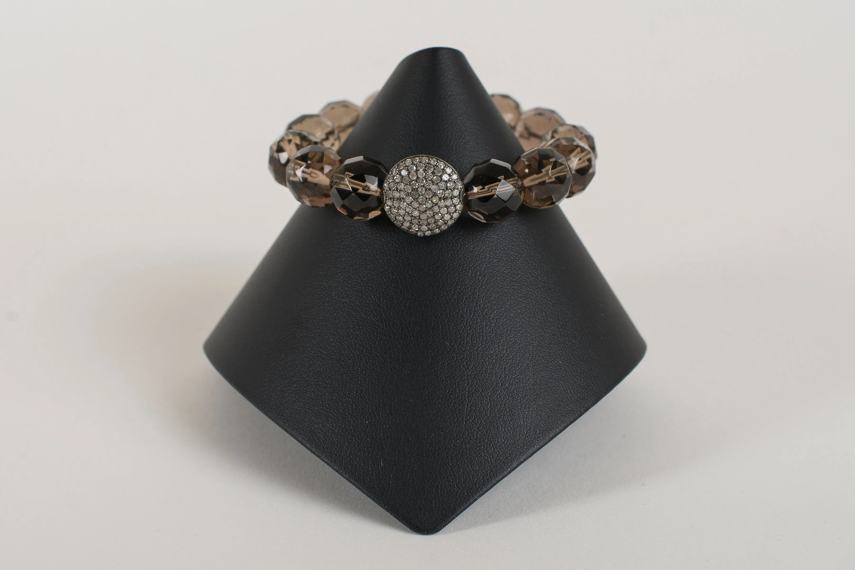 Smoky Quartz and Pave Diamond Bead