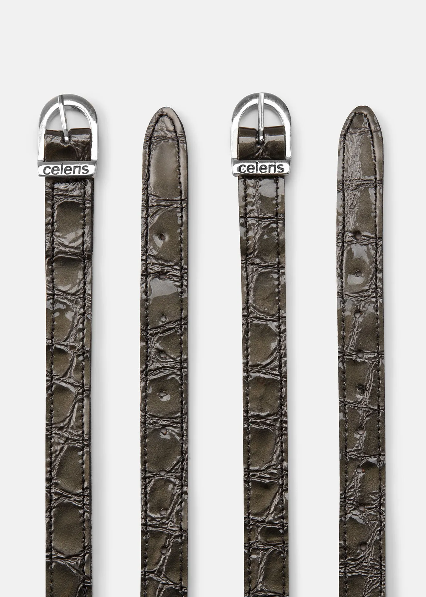 Spur Straps Grey Faux Croco Gloss