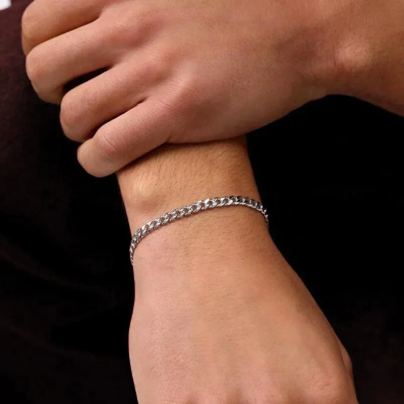 Sterling Silver 6.5" 4.3mm Curb Link Italian Bracelet