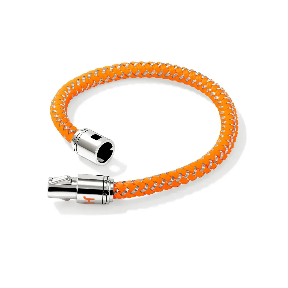 Sterling Silver & Orange Rubber Cord Bracelet