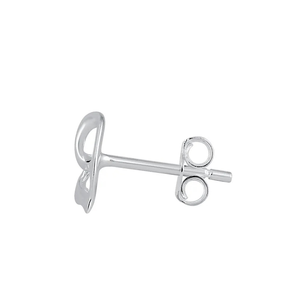 Sterling Silver Cursive Heart Stud Earrings