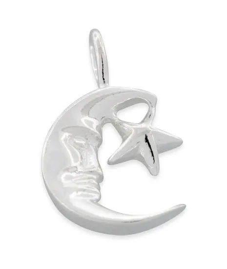 Sterling Silver Moon & Star Pendant