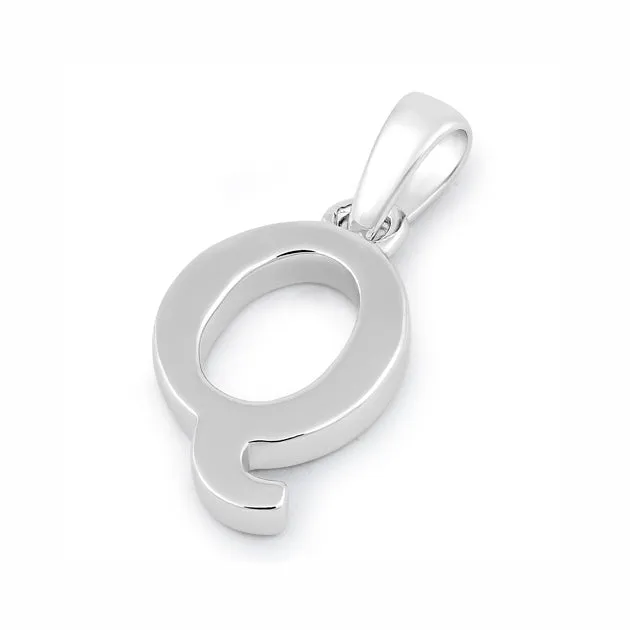 Sterling Silver Plain Letter Q Pendant