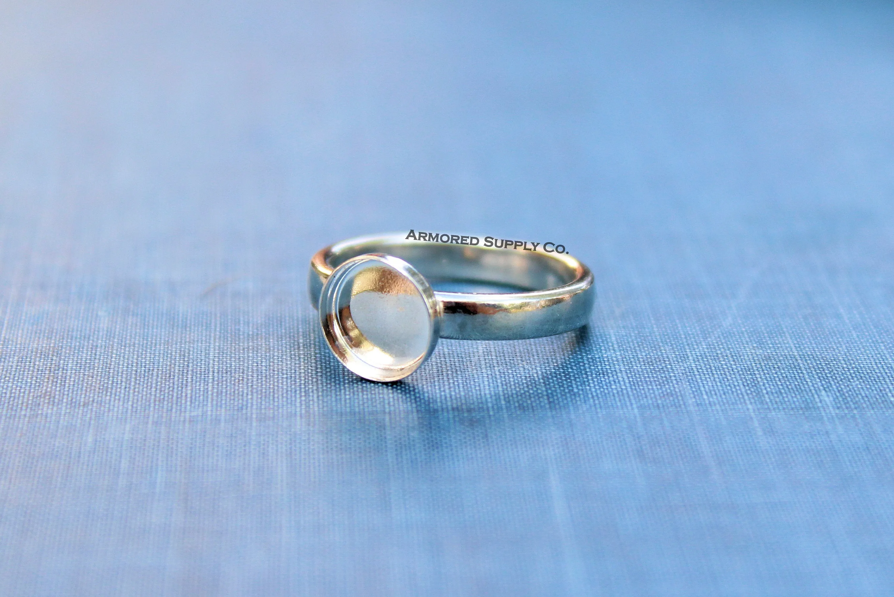 Sterling Silver Round Bezel Cup Comfort Ring Band blank