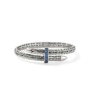 Sterling Silver Spear Flex Cuff With Blue Sapphires