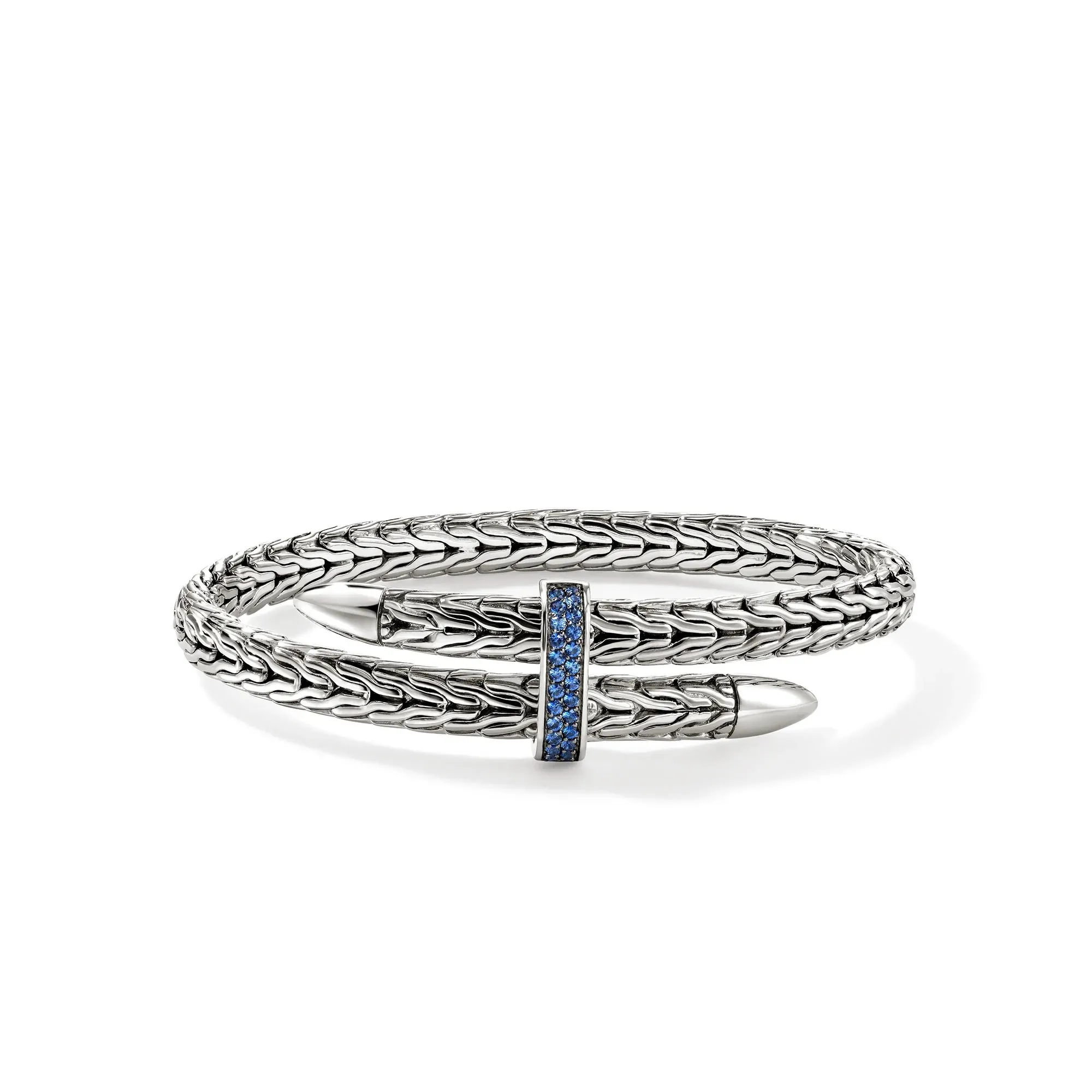 Sterling Silver Spear Flex Cuff With Blue Sapphires