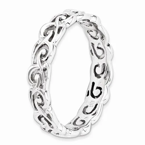 Sterling Silver Stackable Expressions 4.5mm Openwork Carved Ring