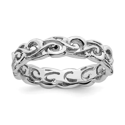 Sterling Silver Stackable Expressions 4.5mm Openwork Carved Ring