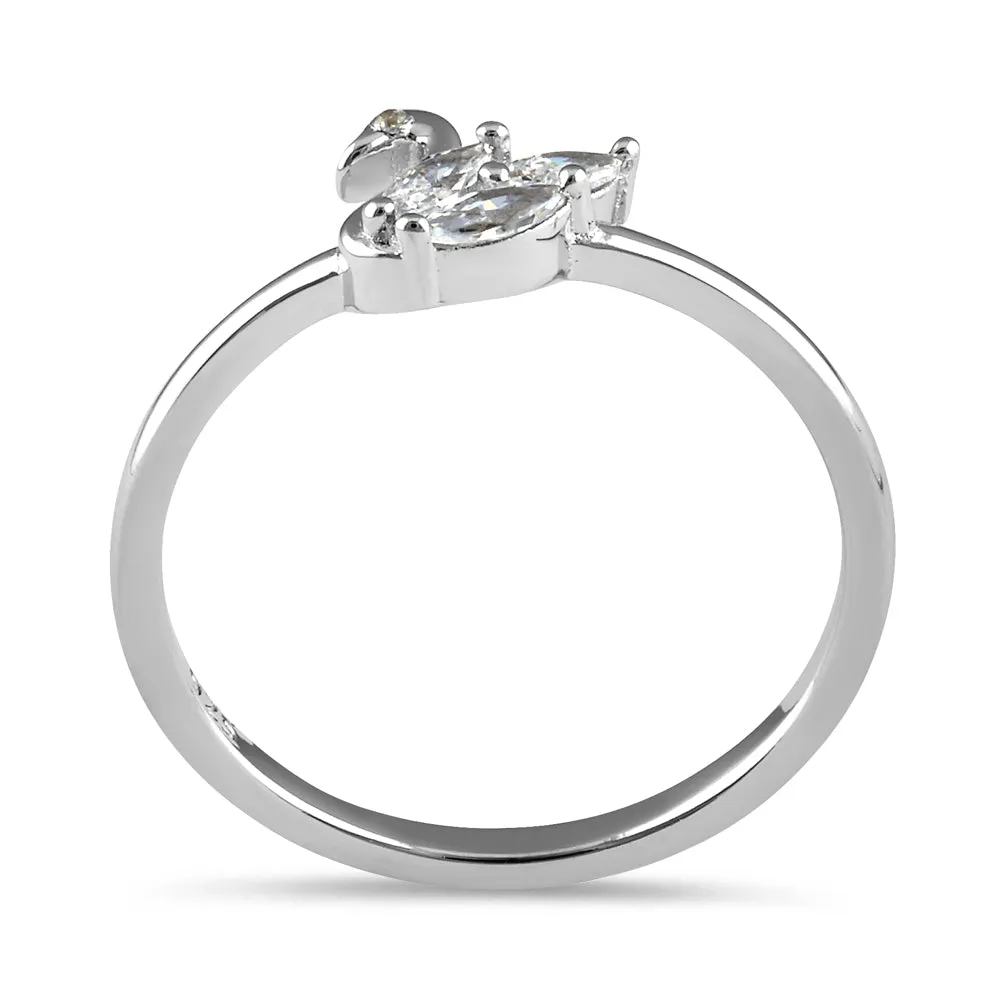 Sterling Silver Swan CZ Ring