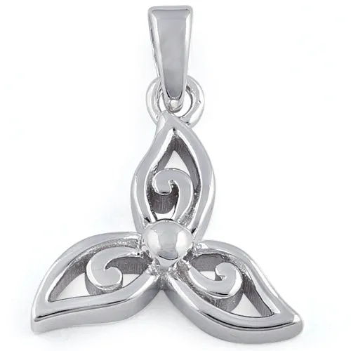 Sterling Silver Unique Triquerta Flower Pendant