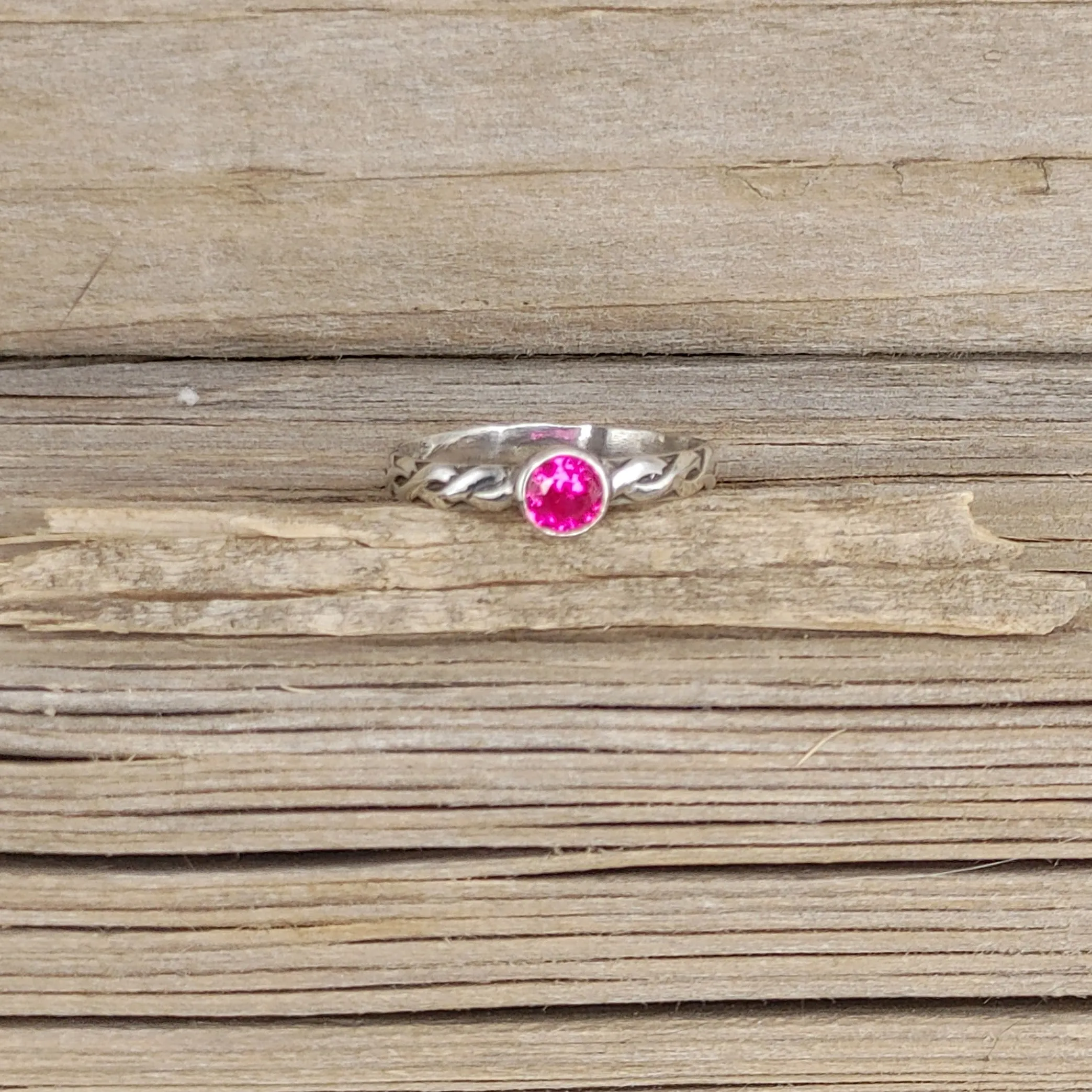 Synthetic Ruby and Sterling Silver Ring