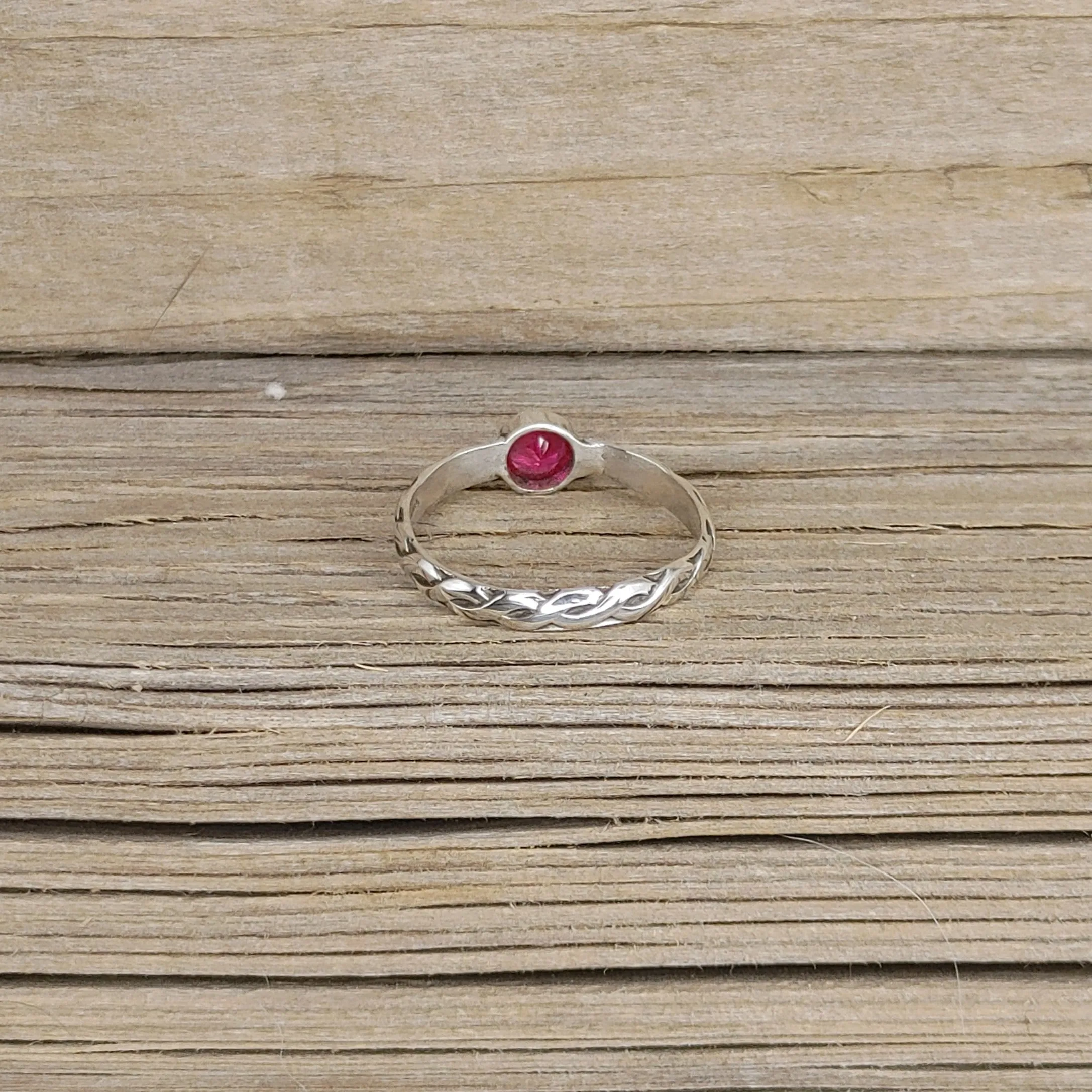 Synthetic Ruby and Sterling Silver Ring
