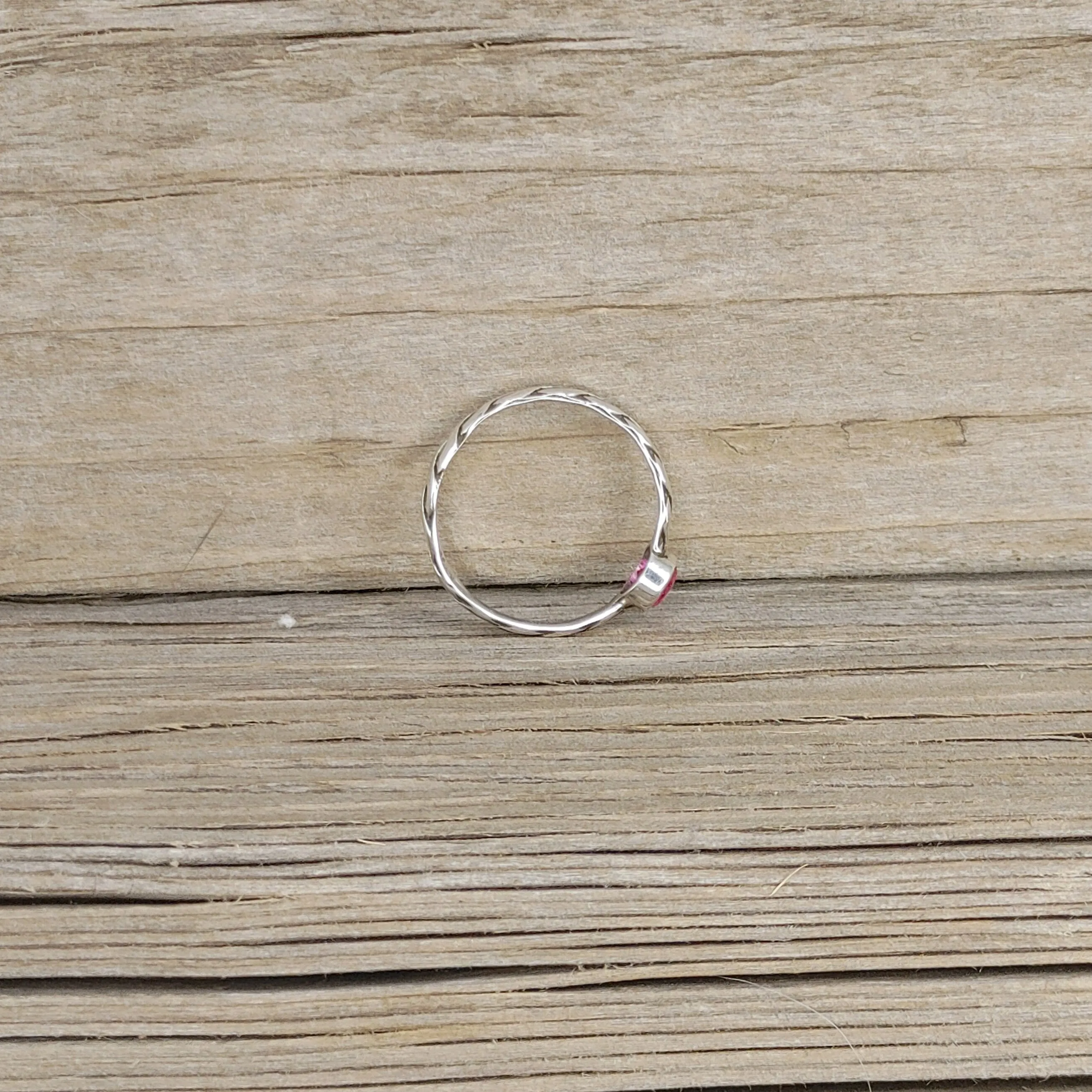 Synthetic Ruby and Sterling Silver Ring