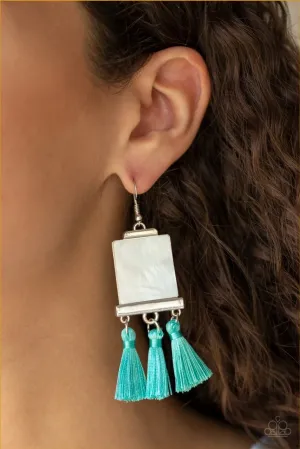 Tassel Retreat - Blue Earrings - Paparazzi Accessories