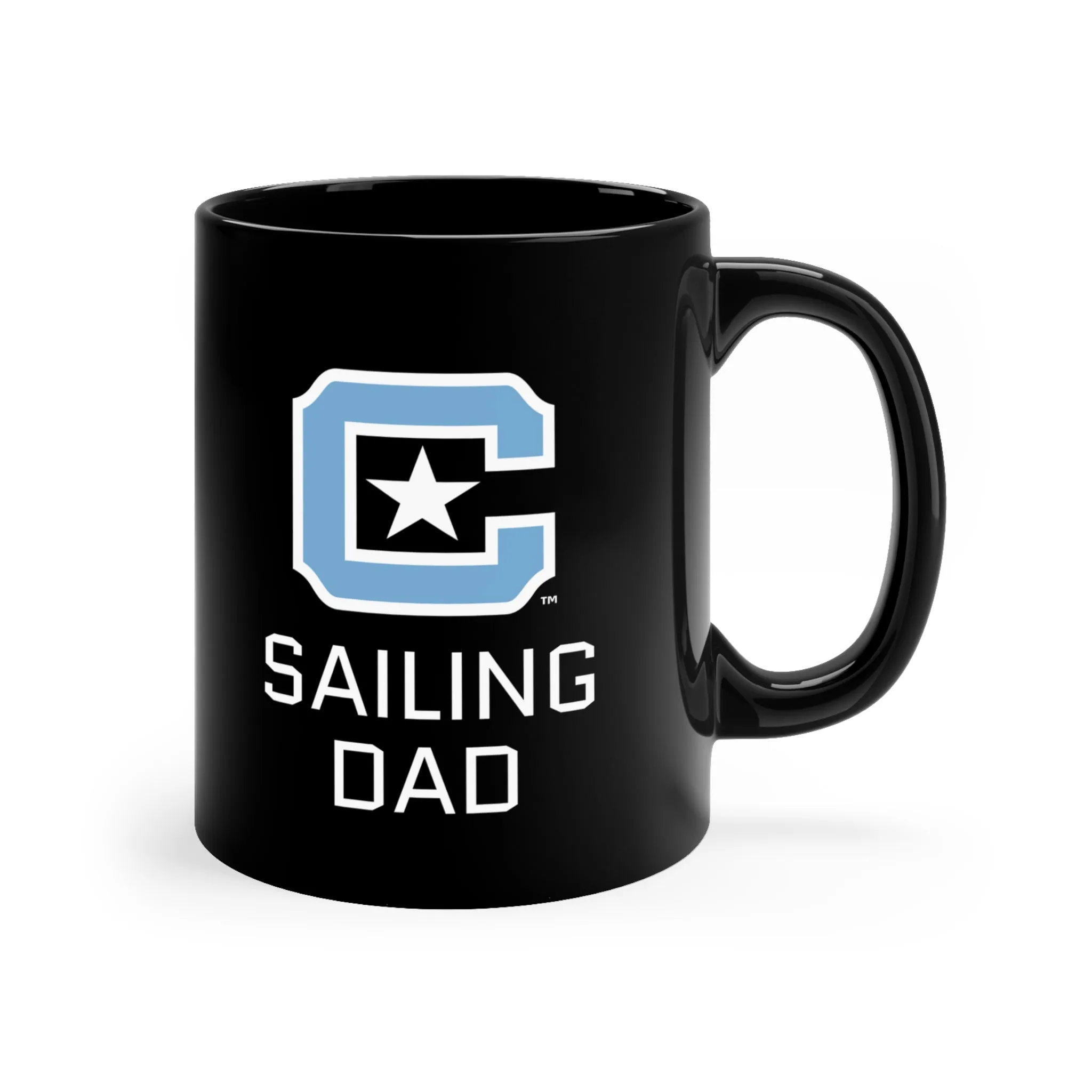 The Citadel Block C Logo, Club Sports Sailing Dad, Black Mug, 11oz