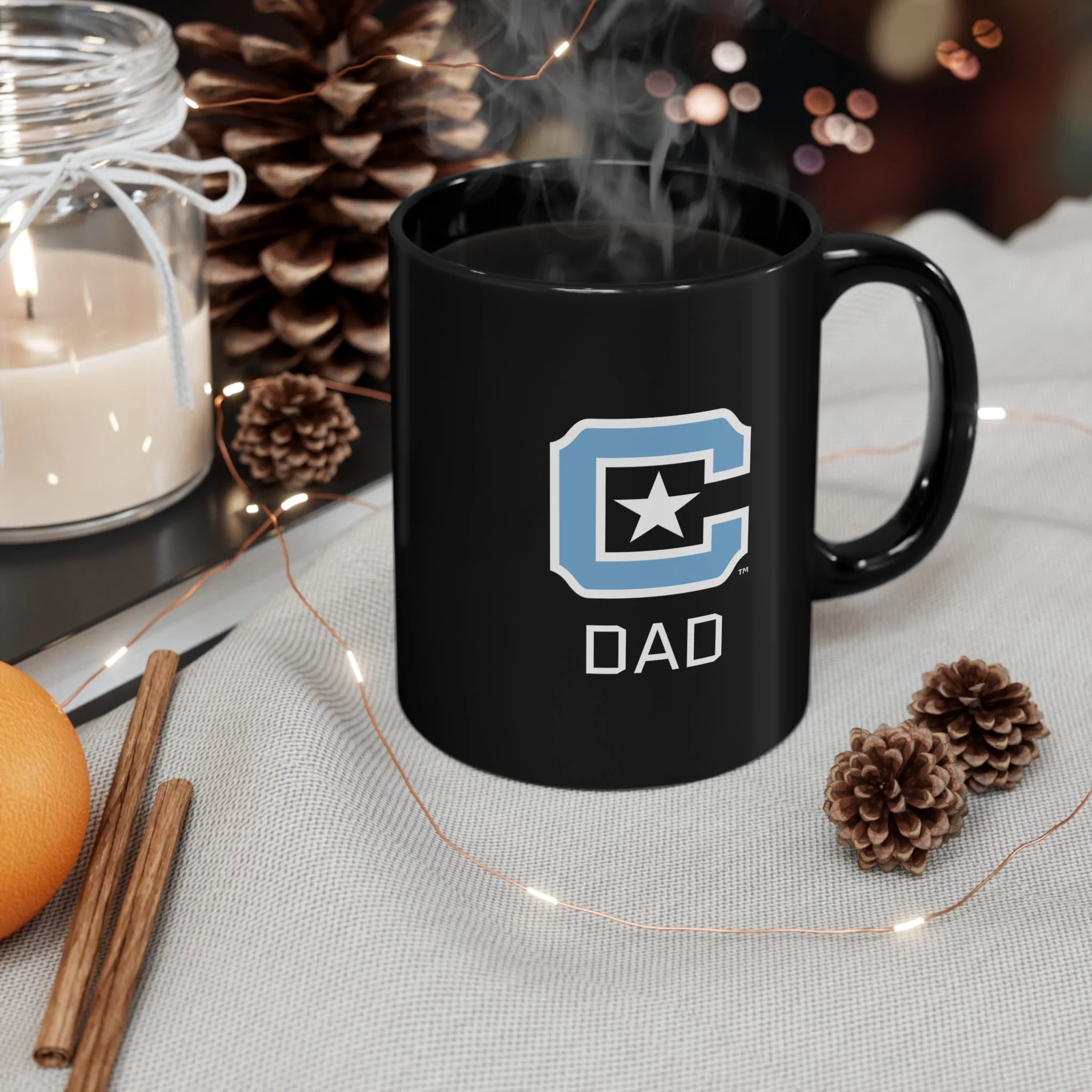 The Citadel Block C Logo, Sports Dad, Black Mug, 11oz