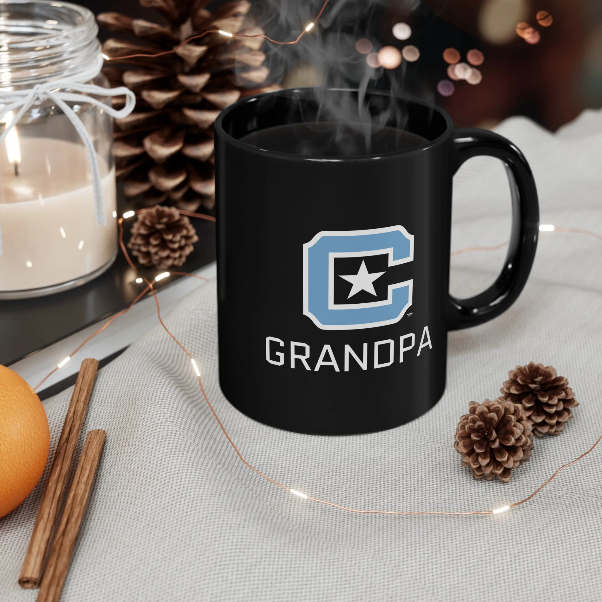 The Citadel Block C Logo, Sports Grandpa, Black Mug, 11oz