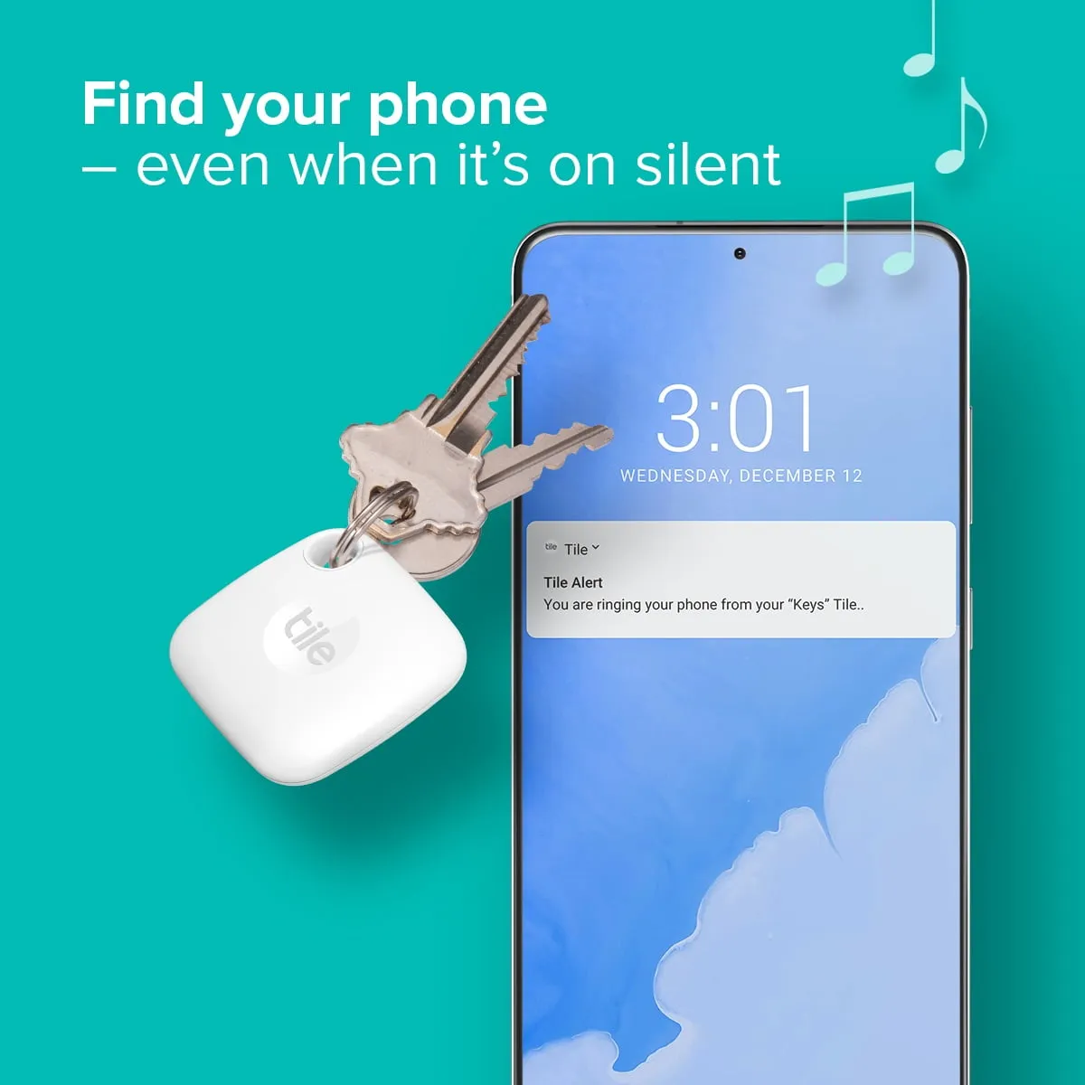 Tile Mate (2022) - 1 Pack - White - Bluetooth Tracker, Keys Finder and Item Locator