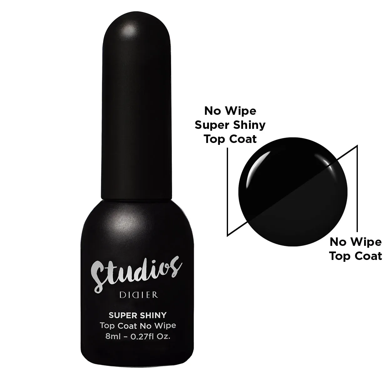 Top coat semipermanente, Studios, Super Shiny, No wipe, Didier Lab, 8ml