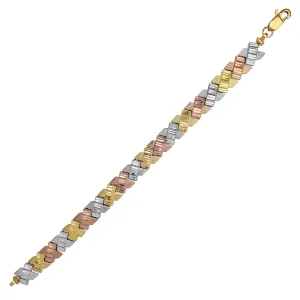 Tricolor Criss-Cross Fancy Lady Bracelet (14K)