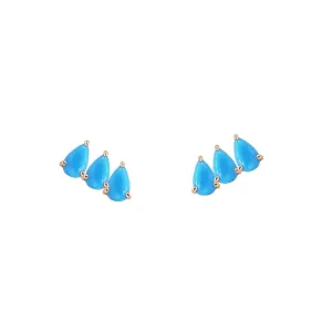 Triple Pear Turquoise Stud