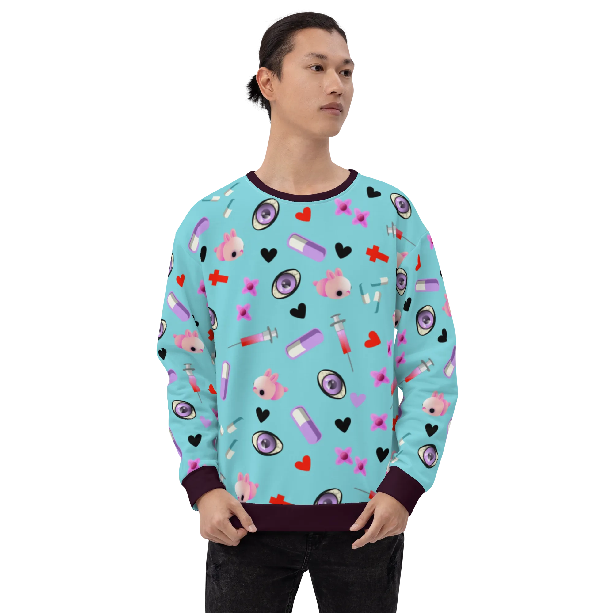 Unisex Sweatshirt, Turquoise Menhera Kei