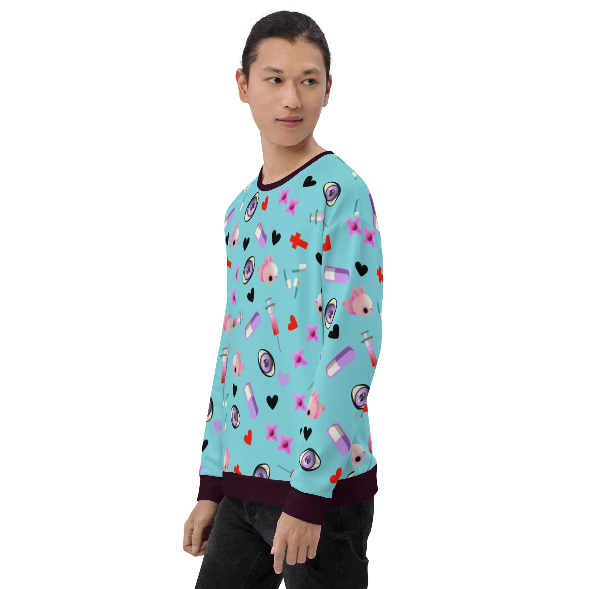 Unisex Sweatshirt, Turquoise Menhera Kei