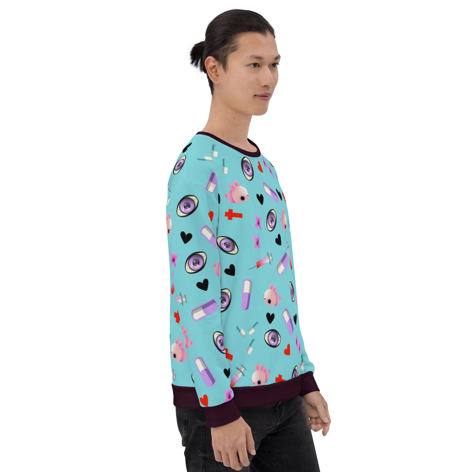 Unisex Sweatshirt, Turquoise Menhera Kei