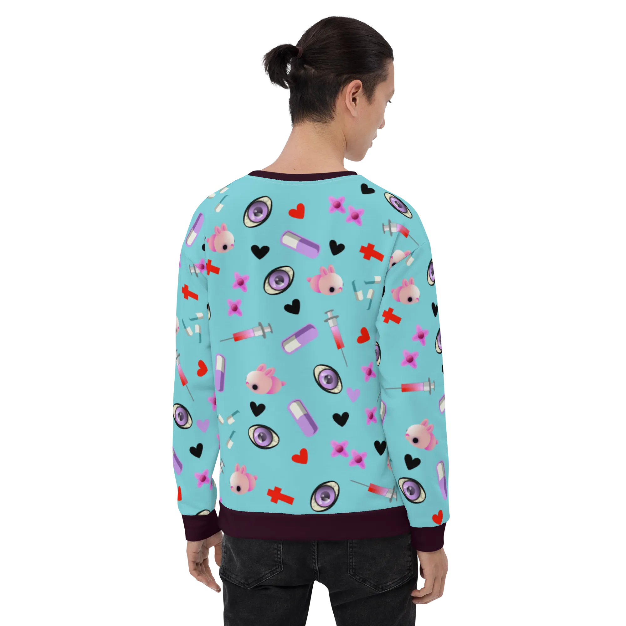 Unisex Sweatshirt, Turquoise Menhera Kei