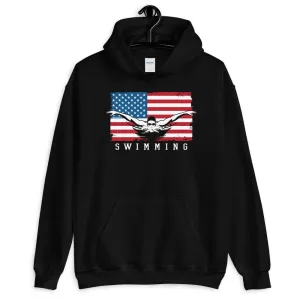 USA Swimming Flag Swimmers Pullover Hoodie