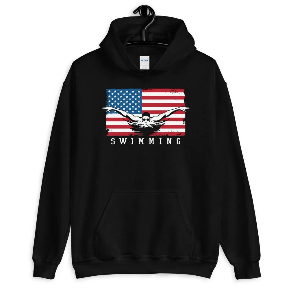USA Swimming Flag Swimmers Pullover Hoodie