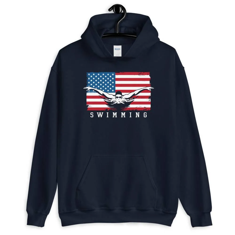 USA Swimming Flag Swimmers Pullover Hoodie