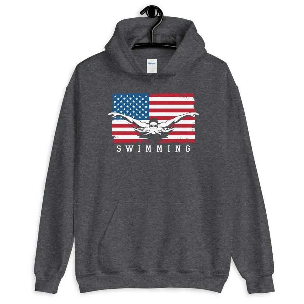 USA Swimming Flag Swimmers Pullover Hoodie