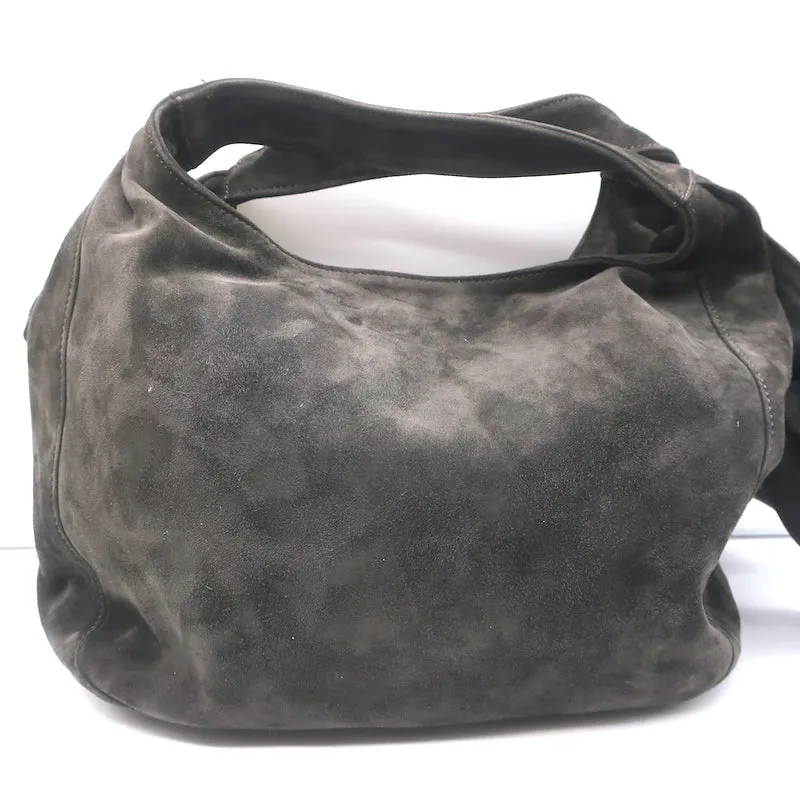 Valentino Nuage Bow Tote Very Dark Brownish Gray Suede Medium Shoulder Bag