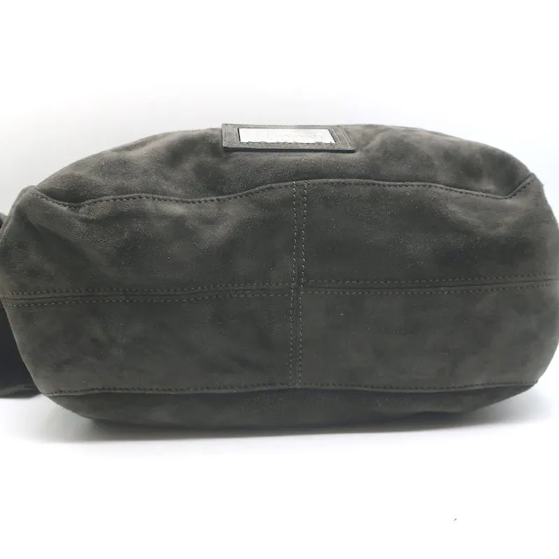 Valentino Nuage Bow Tote Very Dark Brownish Gray Suede Medium Shoulder Bag