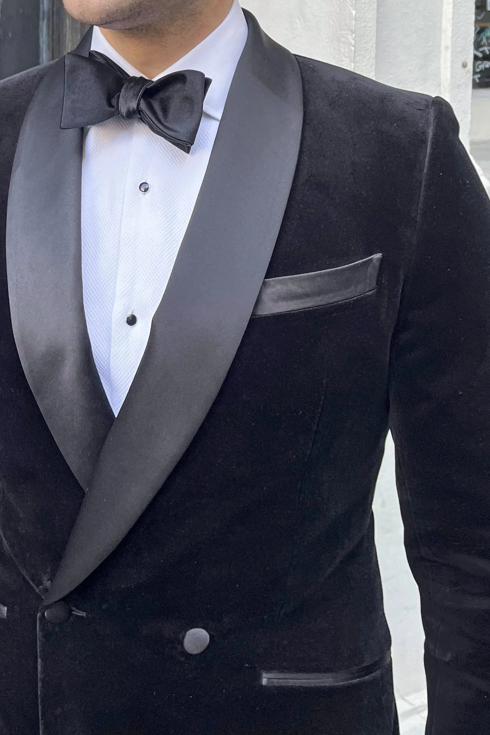 Velvet Double Breasted Shawl Dinner Jacket