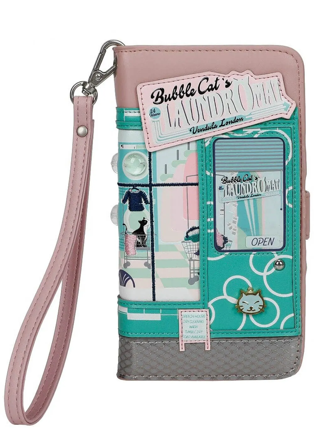 Vendula London Laundromat Bubble Cats Universal Flip Telefoonhoes