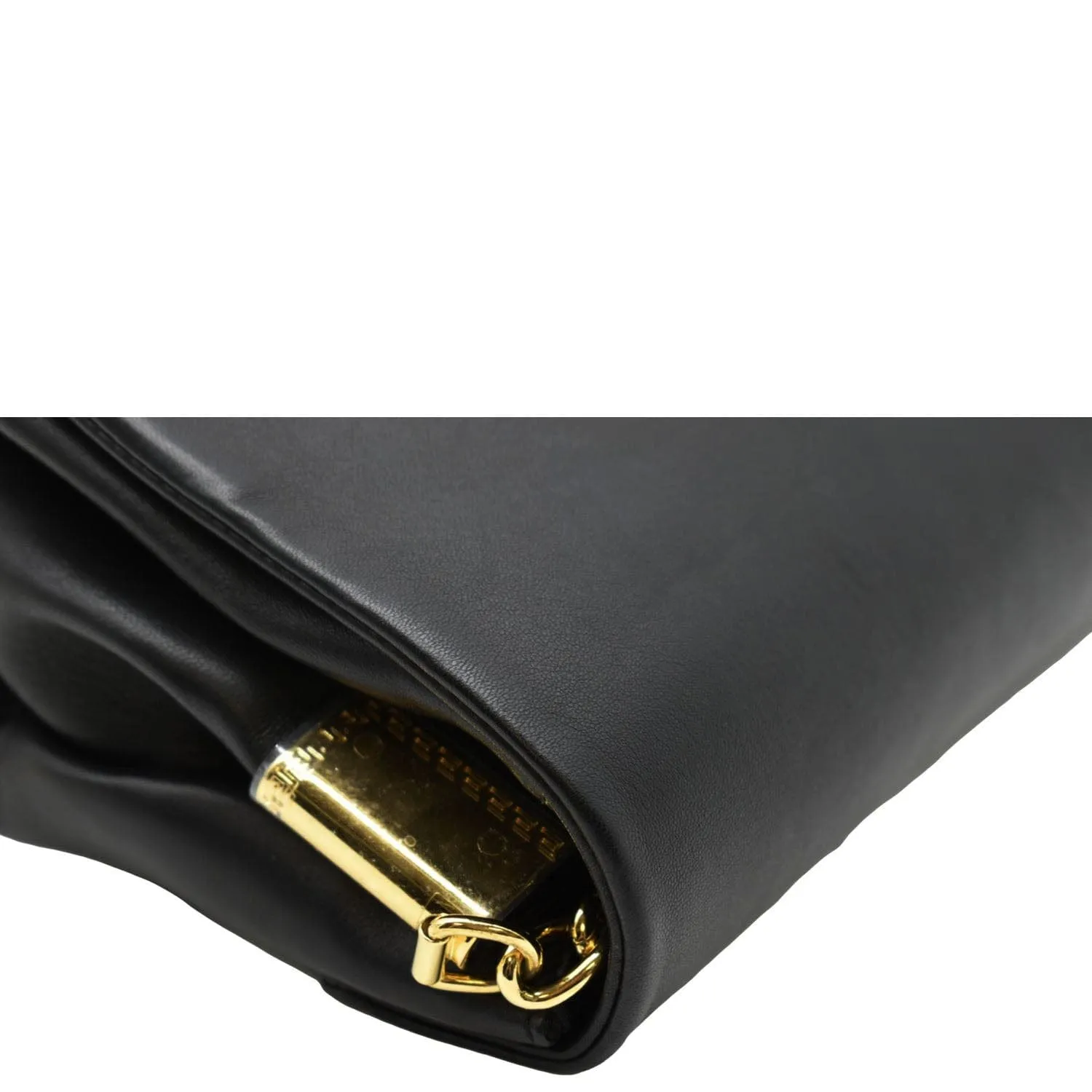 VERSACE Medusa Leather Chain Clutch Bag Black